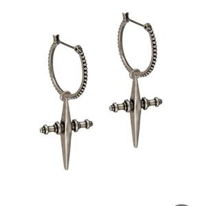 LuvAJ cross hoops silver earrings EUC